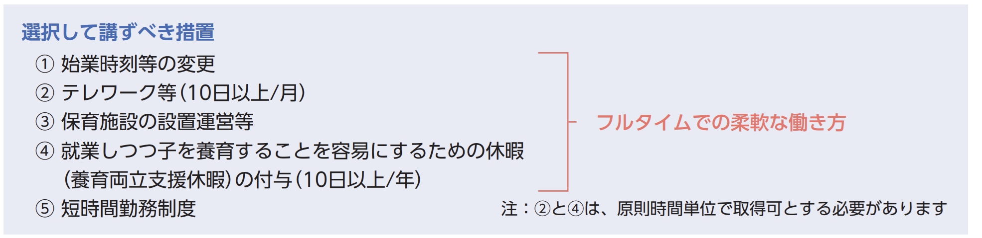 育児期の柔軟な働き方を実現するための措置